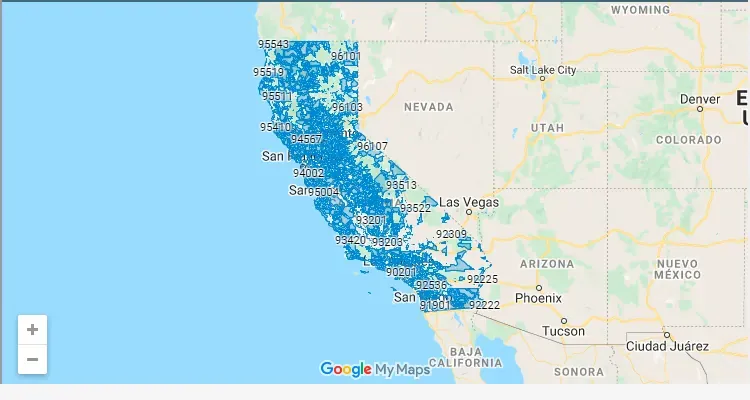 Código Postal CALIFORNIA city AARP - zip code Estados Unidos USA