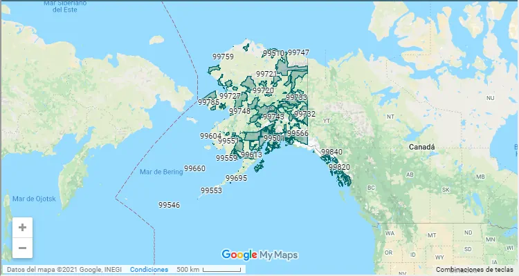 Código Postal Alaska - zip code Estados Unidos USA