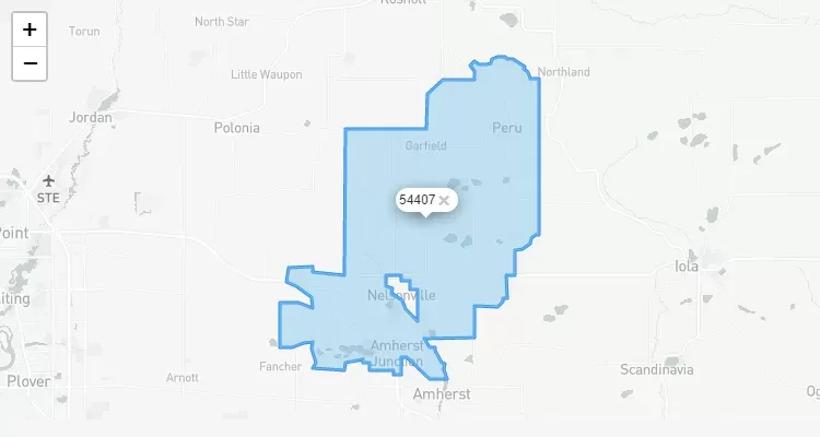 Código Postal WISCONSIN city AMHERST-JCT - zip code Estados Unidos USA