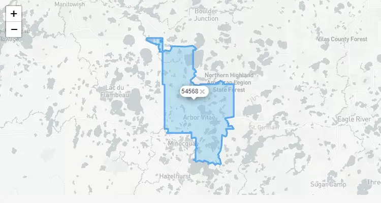 Código Postal WISCONSIN city ARBOR-VITAE - zip code Estados Unidos USA