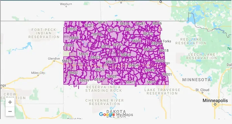 Código Postal NORTH-DAKOTA city BALTA - zip code Estados Unidos USA