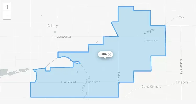 Código Postal MICHIGAN city BANNISTER - zip code Estados Unidos USA