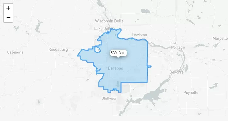 Código Postal WISCONSIN city BARABOO - zip code Estados Unidos USA