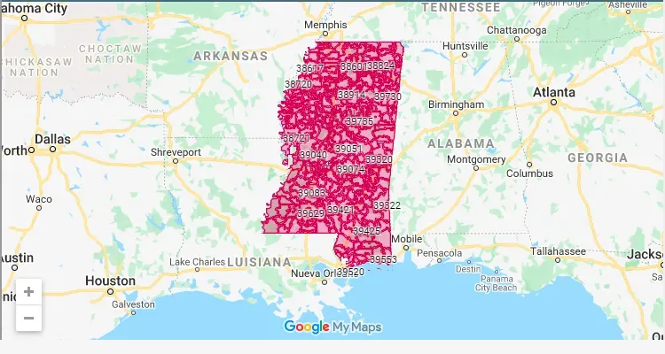 Código Postal MISSISSIPPI city BLX - zip code Estados Unidos USA