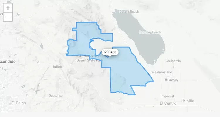 Código Postal CALIFORNIA city BORREGO-SPRINGS - zip code Estados Unidos USA