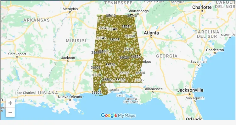 Código Postal ALABAMA city BREWTON - zip code Estados Unidos USA