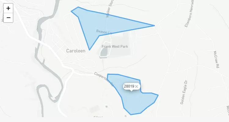Código Postal NORTH-CAROLINA city CAROLEEN - zip code Estados Unidos USA