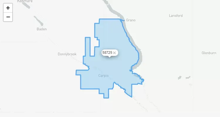 Código Postal NORTH-DAKOTA city CARPIO - zip code Estados Unidos USA
