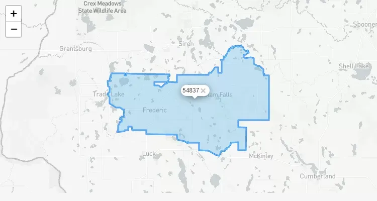 Código Postal WISCONSIN city FREDERIC - zip code Estados Unidos USA