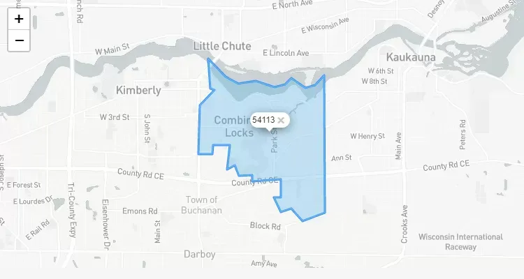 Código Postal WISCONSIN city COMBINED-LOCKS - zip code Estados Unidos USA