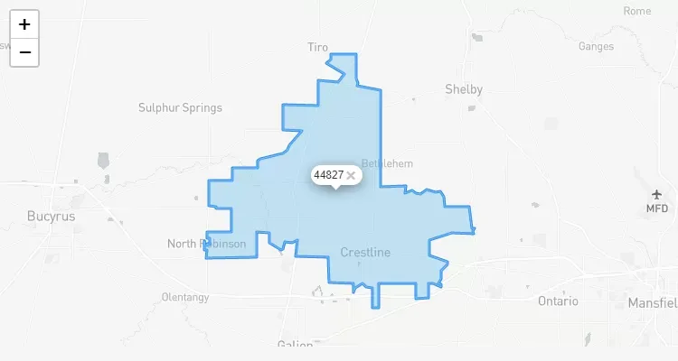 Código Postal OHIO city CRESTLINE - zip code Estados Unidos USA