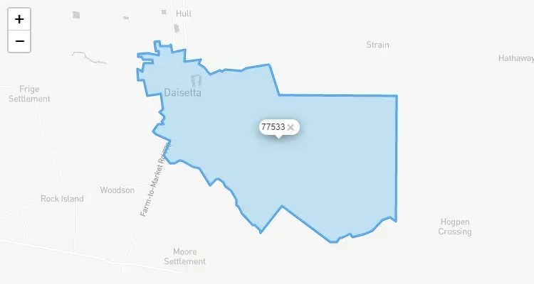 Código Postal TEXAS city DAISETTA - zip code Estados Unidos USA