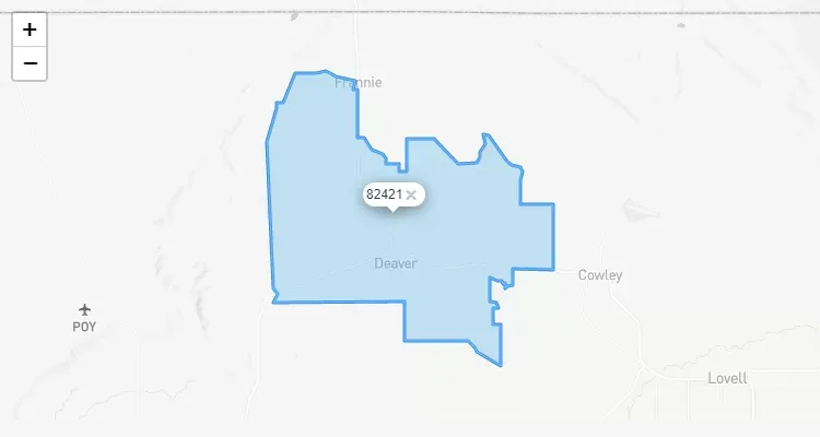 Código Postal WYOMING city DEAVER - zip code Estados Unidos USA