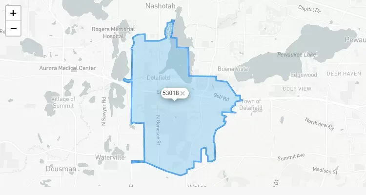 Código Postal WISCONSIN city DELAFIELD - zip code Estados Unidos USA