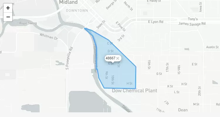 Código Postal MICHIGAN city DOW-CHEMICAL-MI-DIVISION - zip code Estados Unidos USA