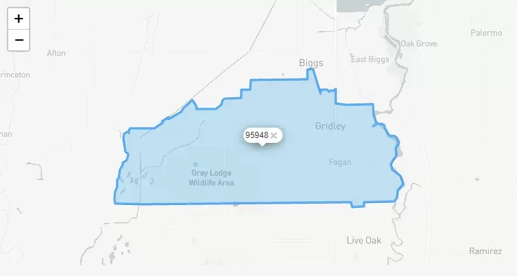 Código Postal CALIFORNIA city EAST-GRIDLEY - zip code Estados Unidos USA