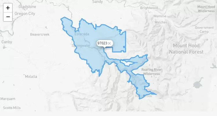 Código Postal OREGON city ESTACADA - zip code Estados Unidos USA