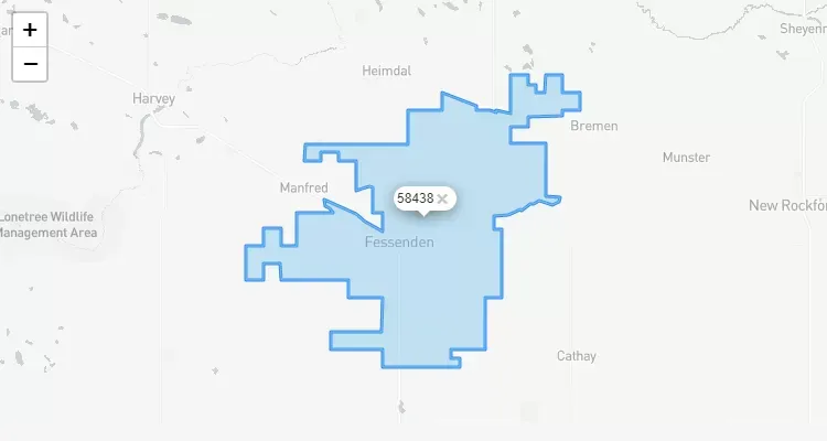 Código Postal NORTH-DAKOTA city FESSENDEN - zip code Estados Unidos USA