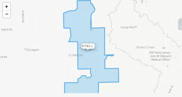 Código Postal ILLINOIS city GRAYMONT - zip code Estados Unidos USA