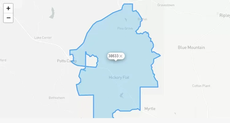 Código Postal MISSISSIPPI city HICKORY-FLAT - zip code Estados Unidos USA