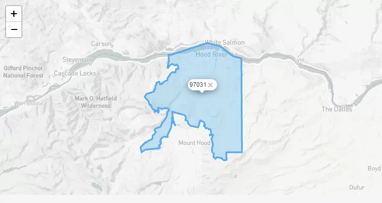 Código Postal OREGON city HOOD-RIVER - zip code Estados Unidos USA