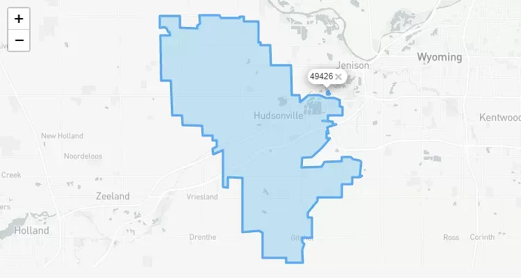 Código Postal MICHIGAN city HUDSONVILLE - zip code Estados Unidos USA