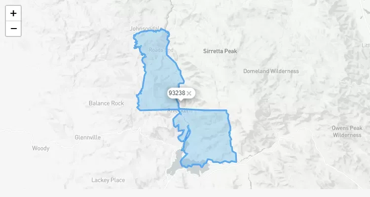 Código Postal CALIFORNIA city KERNVILLE - zip code Estados Unidos USA