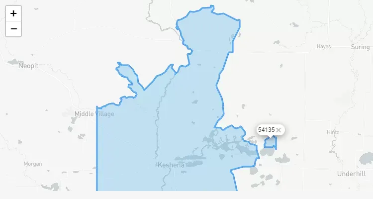 Código Postal WISCONSIN city KESHENA - zip code Estados Unidos USA