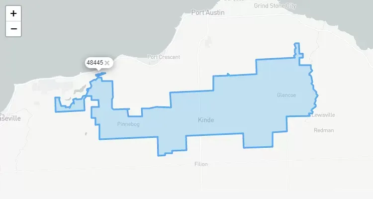 Código Postal MICHIGAN city KINDE - zip code Estados Unidos USA