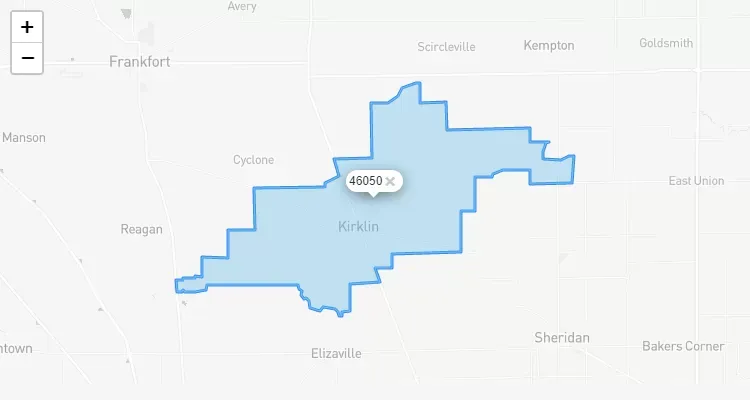 Código Postal INDIANA city KIRKLIN - zip code Estados Unidos USA
