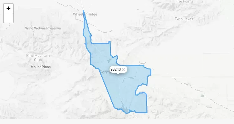 Código Postal CALIFORNIA city LEBEC - zip code Estados Unidos USA