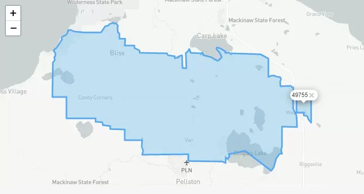 Código Postal MICHIGAN city LEVERING - zip code Estados Unidos USA