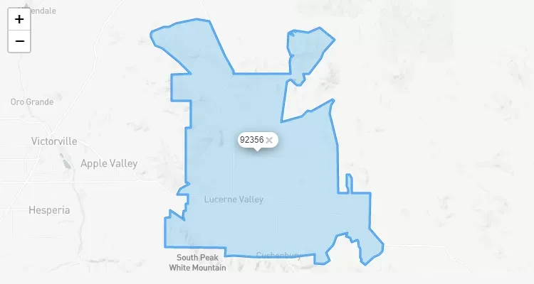 Código Postal CALIFORNIA city LUCERNE-VALLEY - zip code Estados Unidos USA