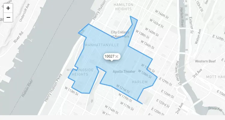 Código Postal NEW-YORK city MANHATTANVILLE - zip code Estados Unidos USA