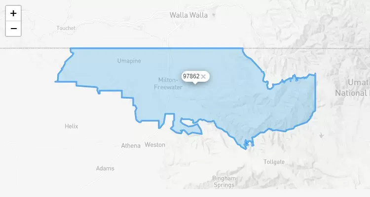 Código Postal OREGON city MILTON-FRWTR - zip code Estados Unidos USA