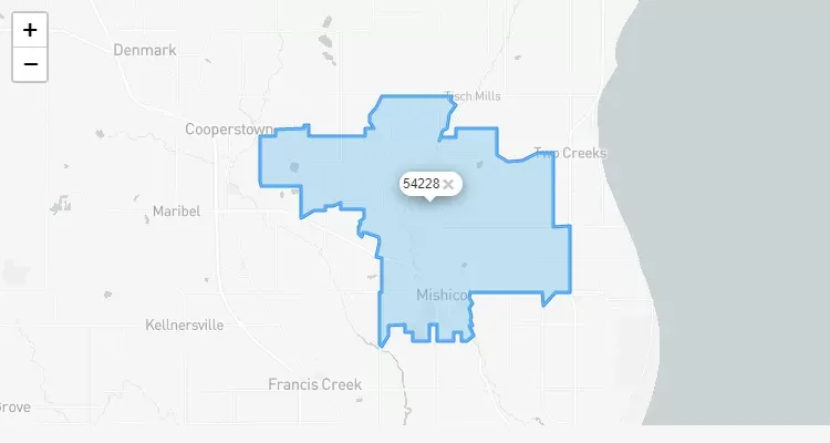 Código Postal WISCONSIN city MISHICOT - zip code Estados Unidos USA