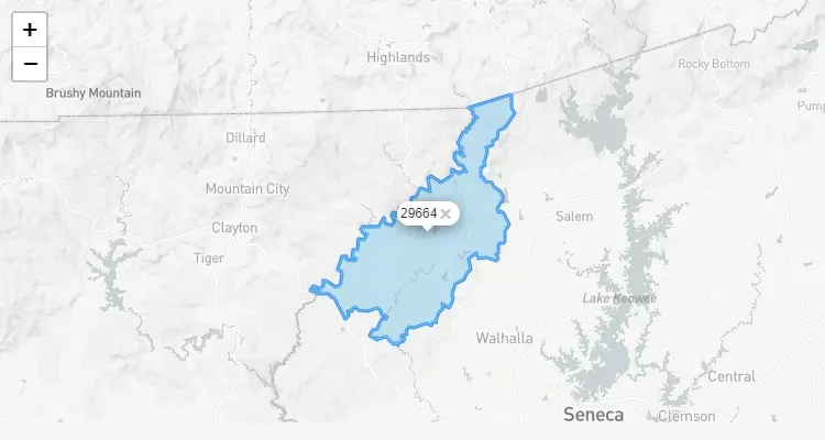 Código Postal SOUTH-CAROLINA city MOUNTAIN-REST - zip code Estados Unidos USA