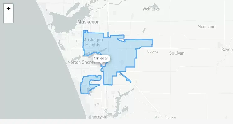 Código Postal MICHIGAN city MUSKEGON-HEIGHTS - zip code Estados Unidos USA