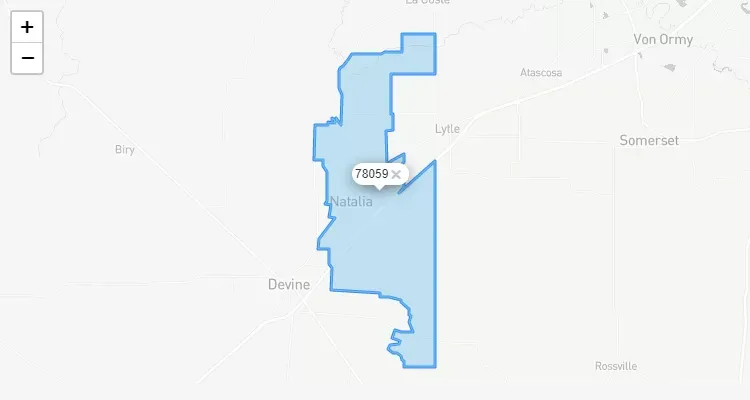Código Postal TEXAS city NATALIA - zip code Estados Unidos USA