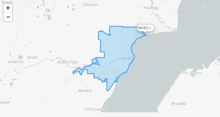 Código Postal WISCONSIN city OCONTO - zip code Estados Unidos USA