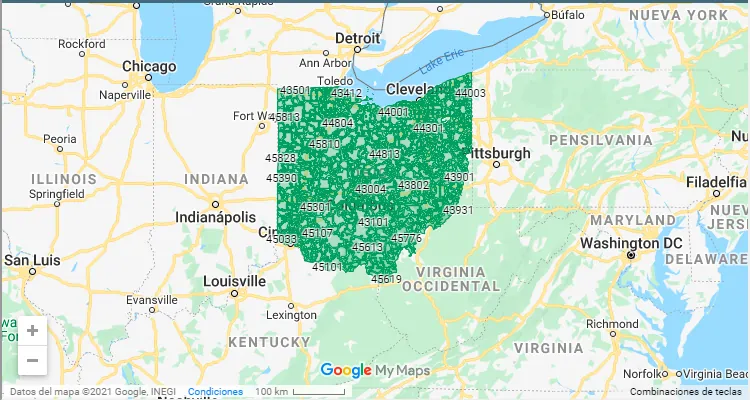 Código Postal Ohio - zip code Estados Unidos USA