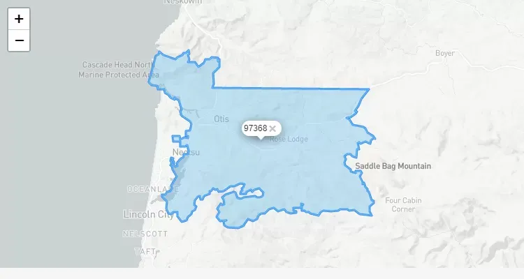 Código Postal OREGON city OTIS - zip code Estados Unidos USA