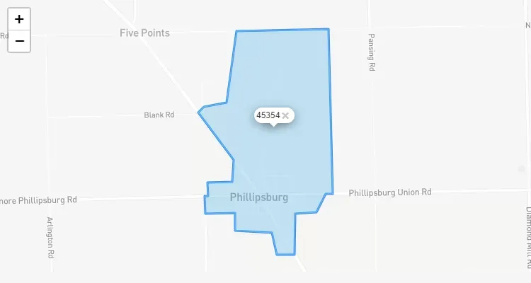 Código Postal OHIO city PHILLIPSBURG - zip code Estados Unidos USA