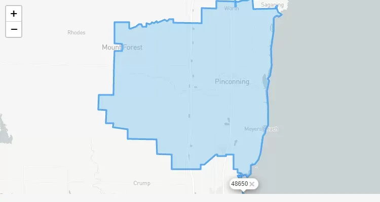 Código Postal MICHIGAN city PINCONNING - zip code Estados Unidos USA