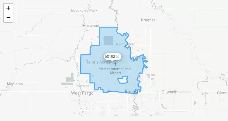 Código Postal NORTH-DAKOTA city REILES-ACRES - zip code Estados Unidos USA