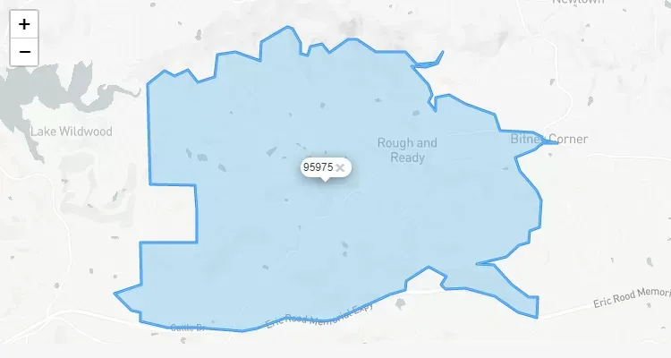 Código Postal CALIFORNIA city ROUGH-AND-READY - zip code Estados Unidos USA