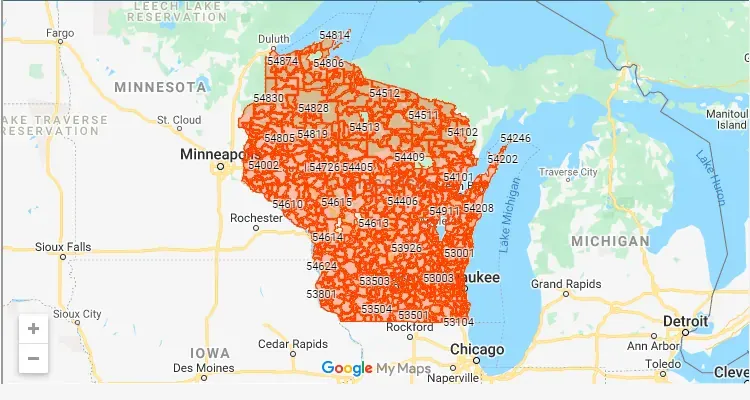 Código Postal WISCONSIN city SALVTRIAN-CTR - zip code Estados Unidos USA