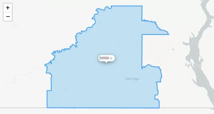 Código Postal NORTH-DAKOTA city SELFRIDGE - zip code Estados Unidos USA