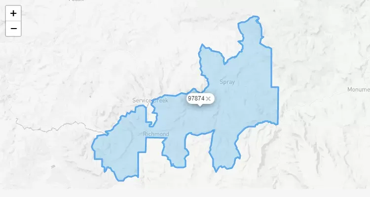 Código Postal OREGON city SPRAY - zip code Estados Unidos USA