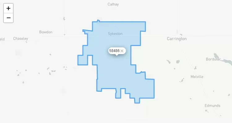 Código Postal NORTH-DAKOTA city SYKESTON - zip code Estados Unidos USA